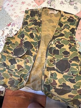 Vintage Camouflage Utility Vest - Green Brown Camo